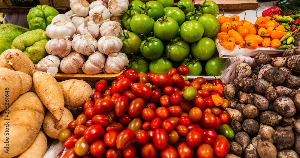 Different groups of vegetables and legumes for sale to prepare food