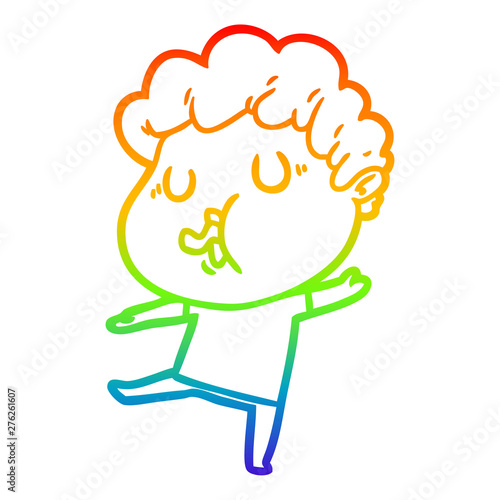 rainbow gradient line drawing cartoon man singing