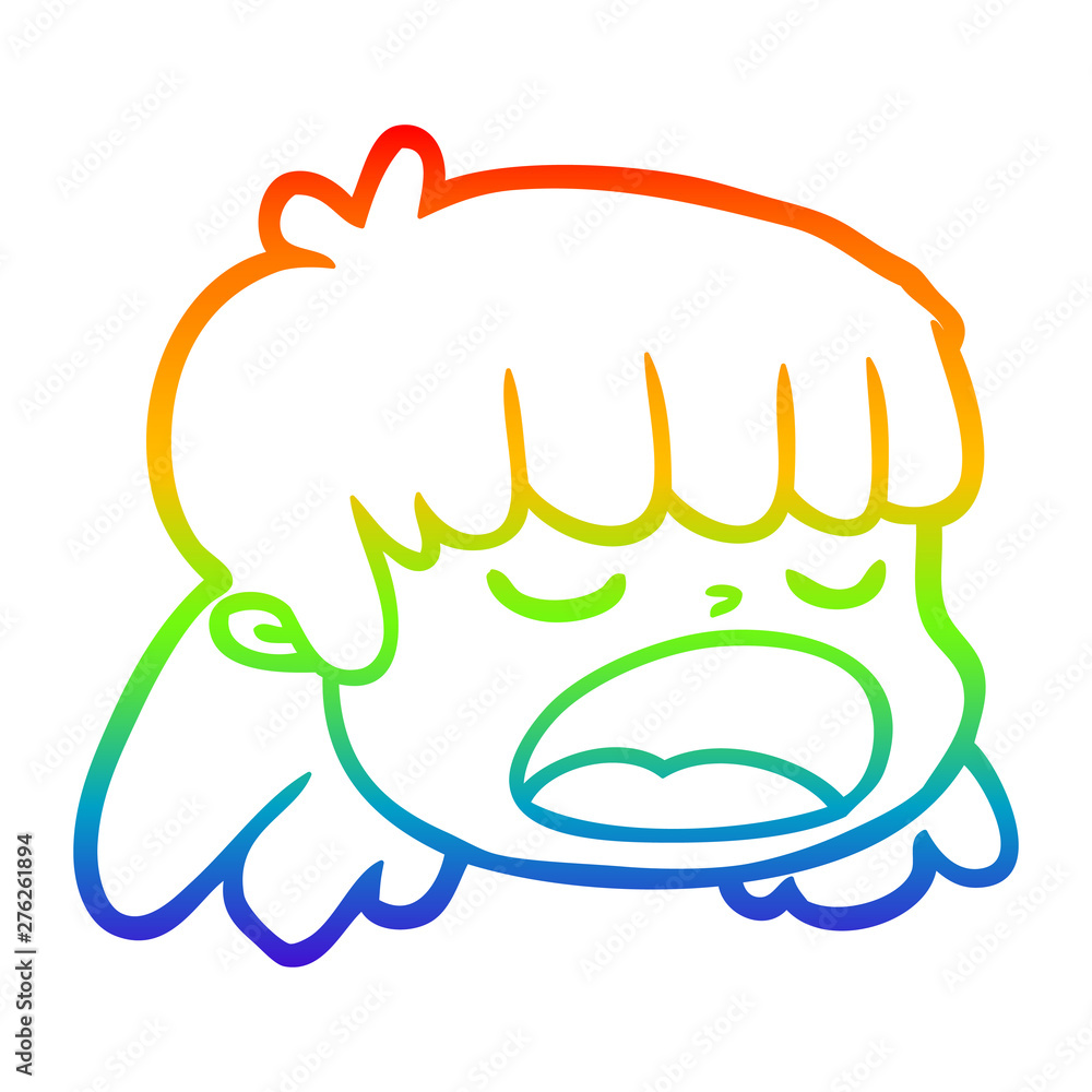 rainbow gradient line drawing cartoon female face rainbow gradient line drawing cartoon female face