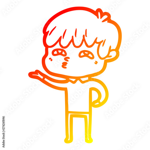 warm gradient line drawing cartoon curious man