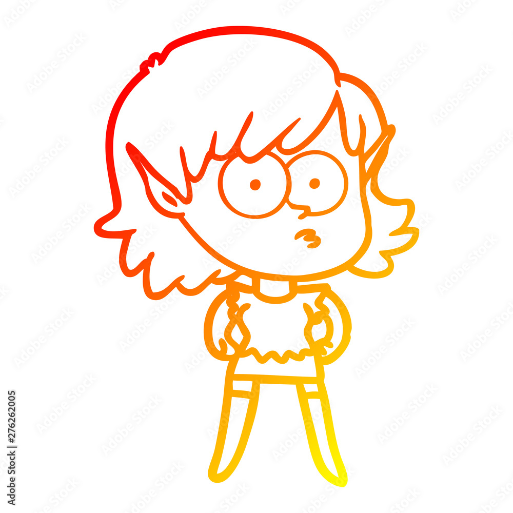 warm gradient line drawing cartoon elf girl staring warm gradient line drawing cartoon elf girl staring