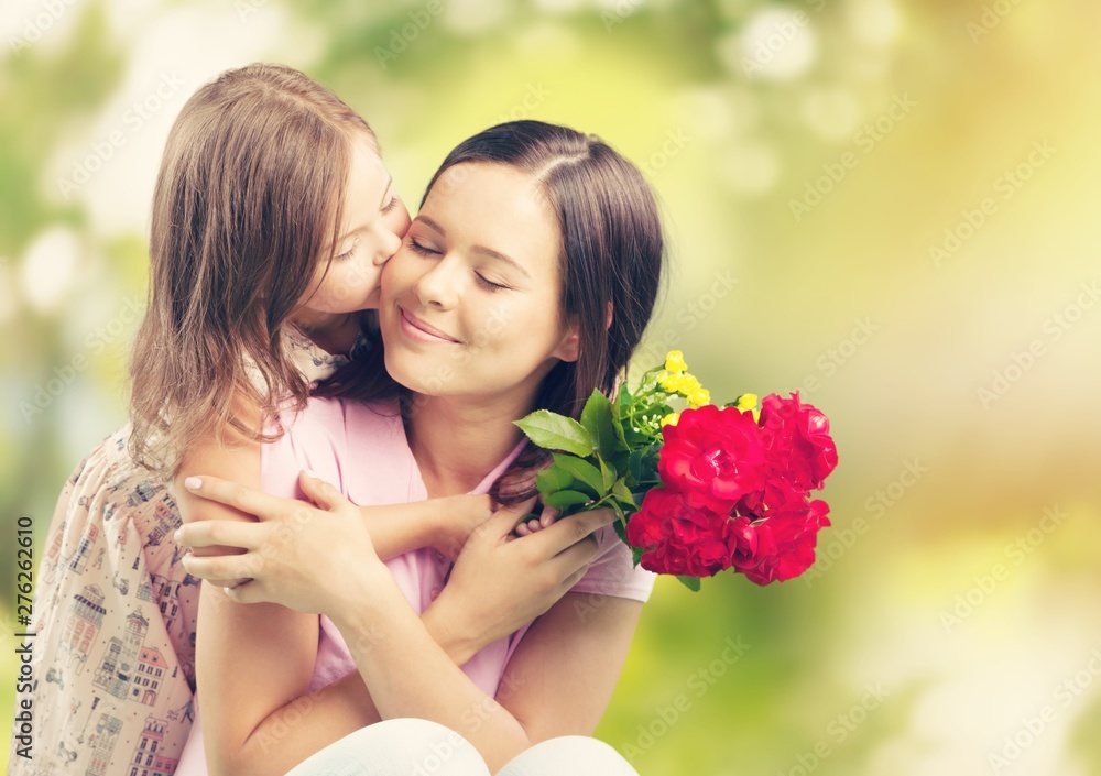 Fototapeta premium Happy Mother and daughter hugging