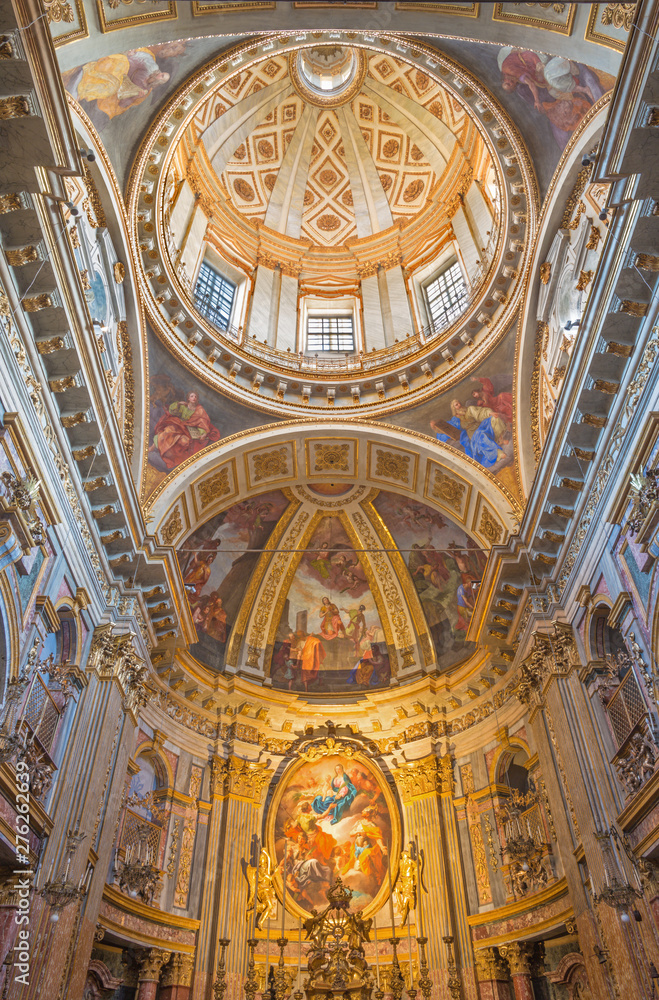 TURIN, ITALY - MARCH 13, 2017: The presbytery and cupola of baroque church Chiesa di Santa Teresia.