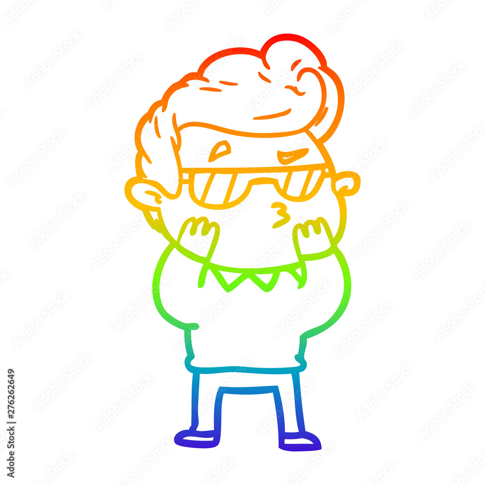 rainbow gradient line drawing cartoon cool guy