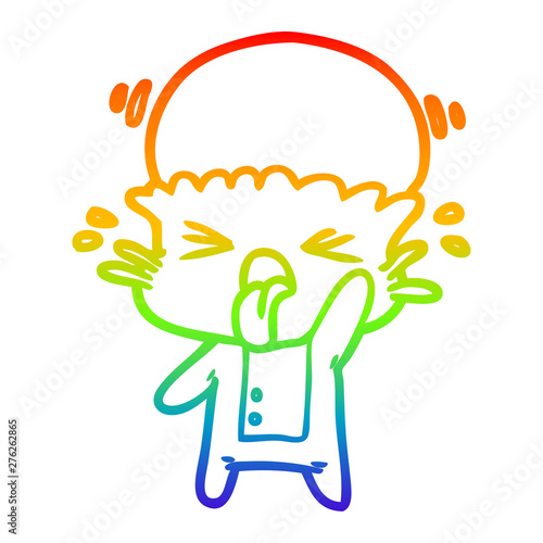 rainbow gradient line drawing disgusted cartoon alien