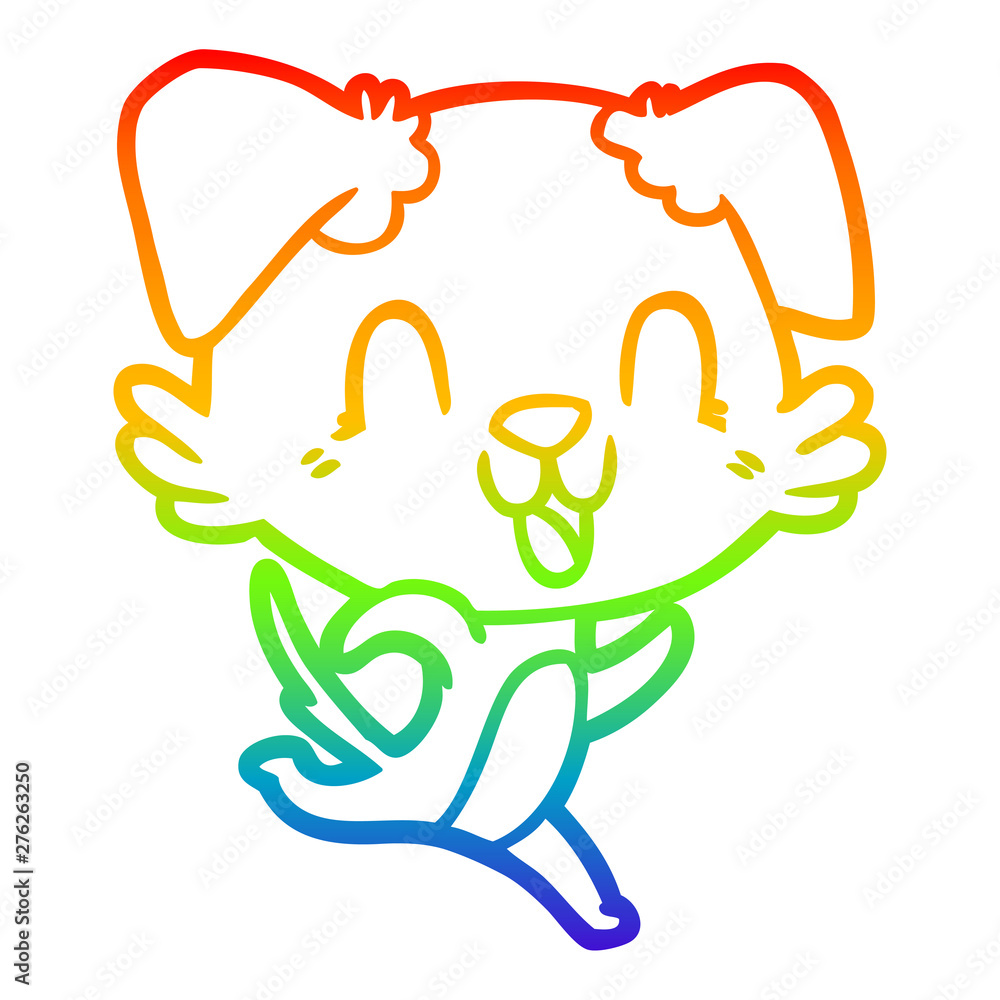 rainbow gradient line drawing laughing cartoon dog rainbow gradient line drawing laughing cartoon dog