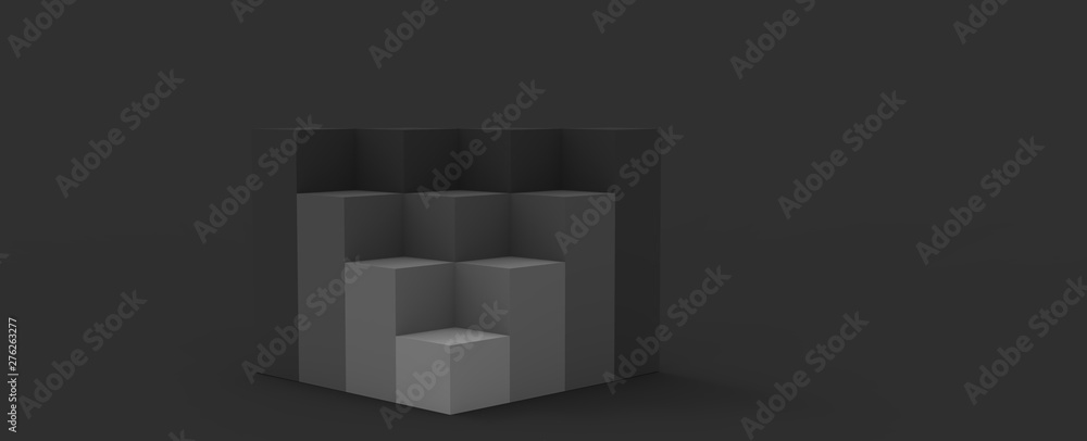 Diseño de podio para presentación de producto de diseño. Render tridimensional de escalones con iluminación de reflectores y diferentes materiales brillantes y con patrones. Fondo colorido 3d Diseño de podio para presentación de producto de diseño. Render tridimensional de escalones con iluminación de reflectores y diferentes materiales brillantes y con patrones. Fondo colorido 3d