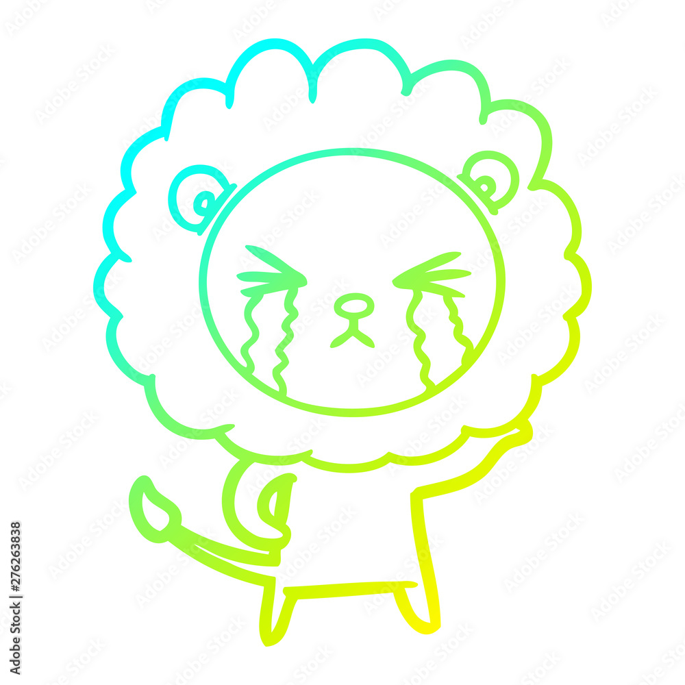 cold gradient line drawing cartoon crying lion cold gradient line drawing cartoon crying lion