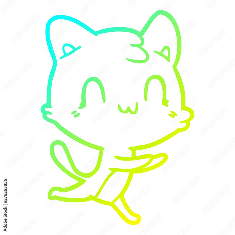 cold gradient line drawing cartoon happy cat cold gradient line drawing cartoon happy cat