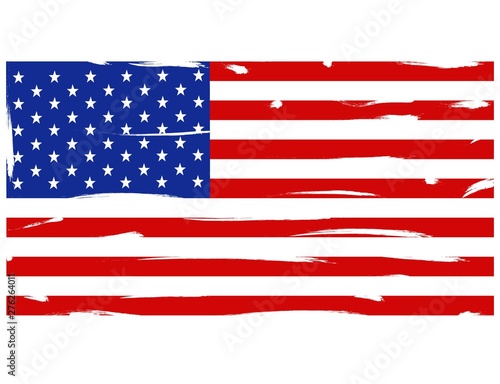 American flag distressed texture. Grunge American flag. flag of USA on white background.