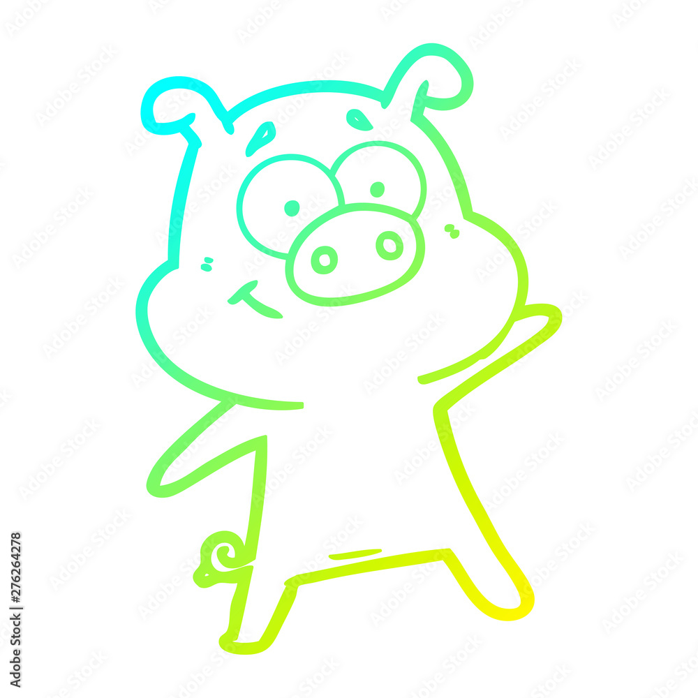 cold gradient line drawing happy cartoon pig cold gradient line drawing happy cartoon pig