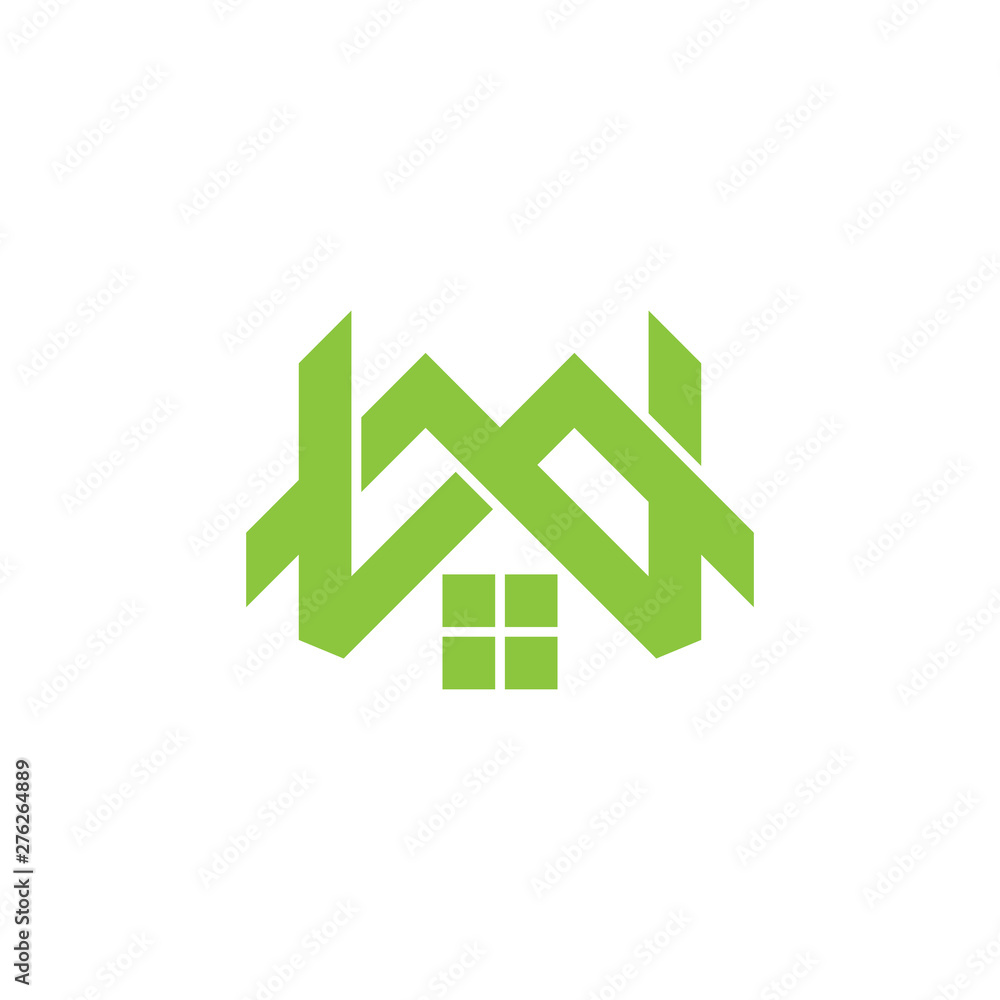 green mountain letter mw home logo vector