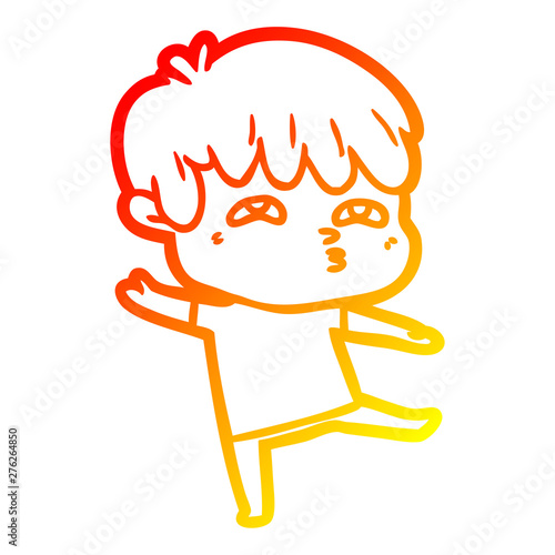 warm gradient line drawing cartoon curious man