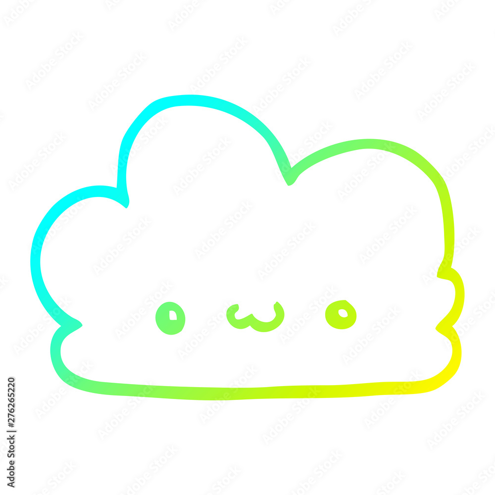 cold gradient line drawing cute cartoon cloud cold gradient line drawing cute cartoon cloud
