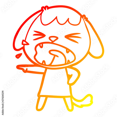 warm gradient line drawing cute cartoon dog barking