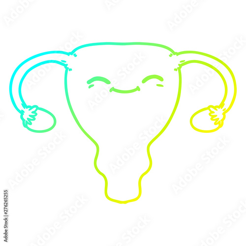 cold gradient line drawing cartoon uterus
