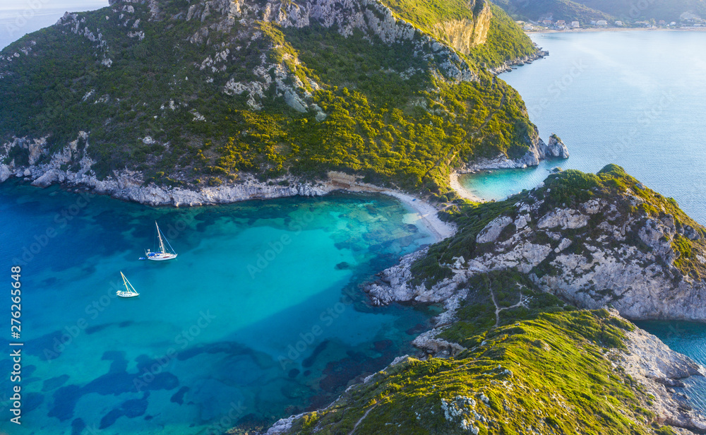 Porto Timoni is an amazing beautiful double beach in Corfu, Greece Porto Timoni is an amazing beautiful double beach in Corfu, Greece
