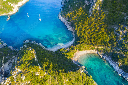 Porto Timoni is an amazing beautiful double beach in Corfu, Greece