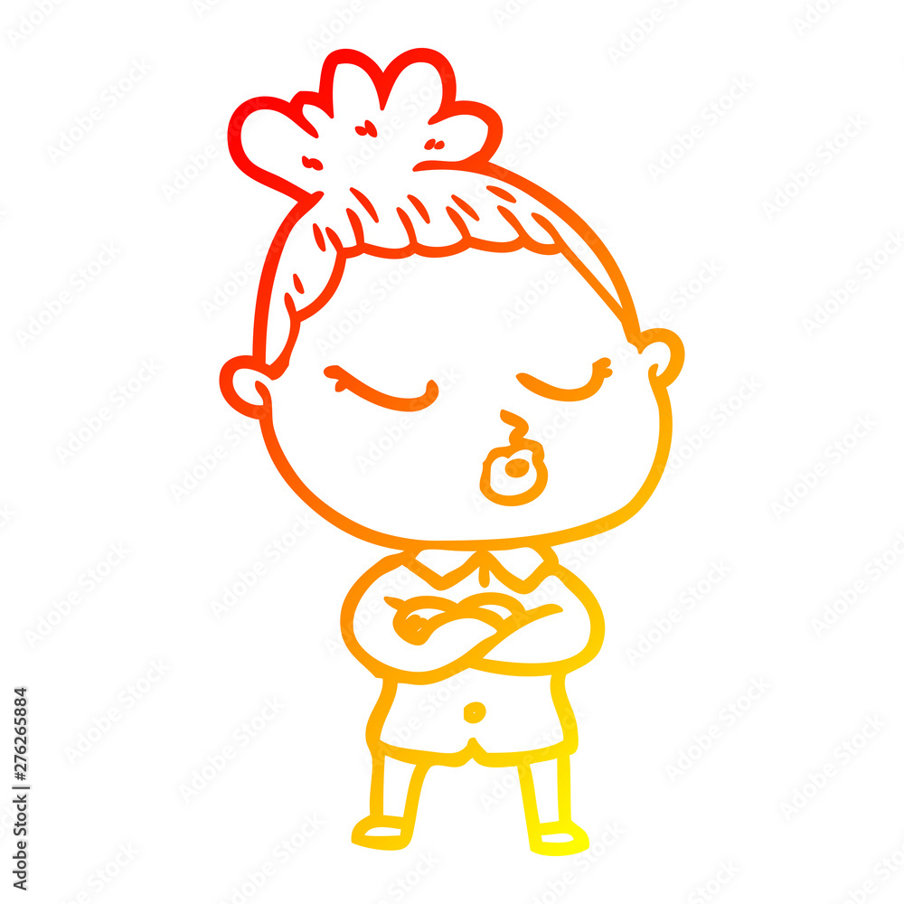 warm gradient line drawing cartoon calm woman warm gradient line drawing cartoon calm woman