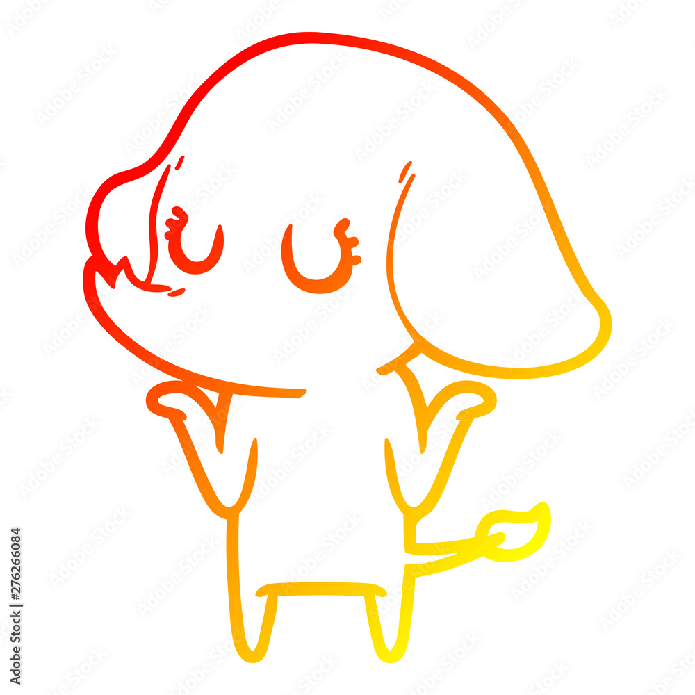Obraz premium warm gradient line drawing cute elephant shrugging shoulders