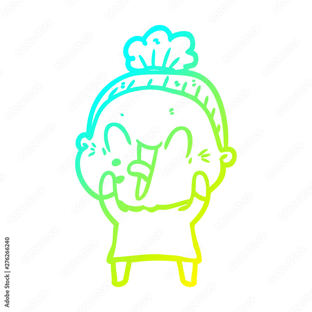cold gradient line drawing cartoon happy old woman cold gradient line drawing cartoon happy old woman