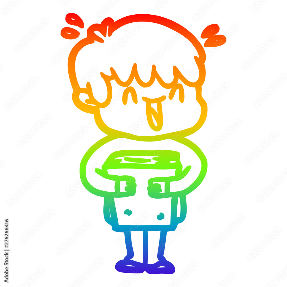 rainbow gradient line drawing cartoon laughing boy rainbow gradient line drawing cartoon laughing boy