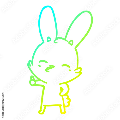 cold gradient line drawing curious bunny cartoon