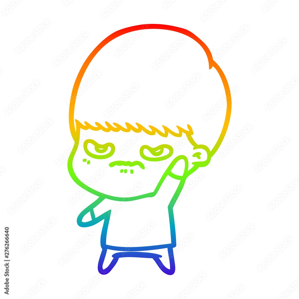 rainbow gradient line drawing annoyed cartoon boy rainbow gradient line drawing annoyed cartoon boy