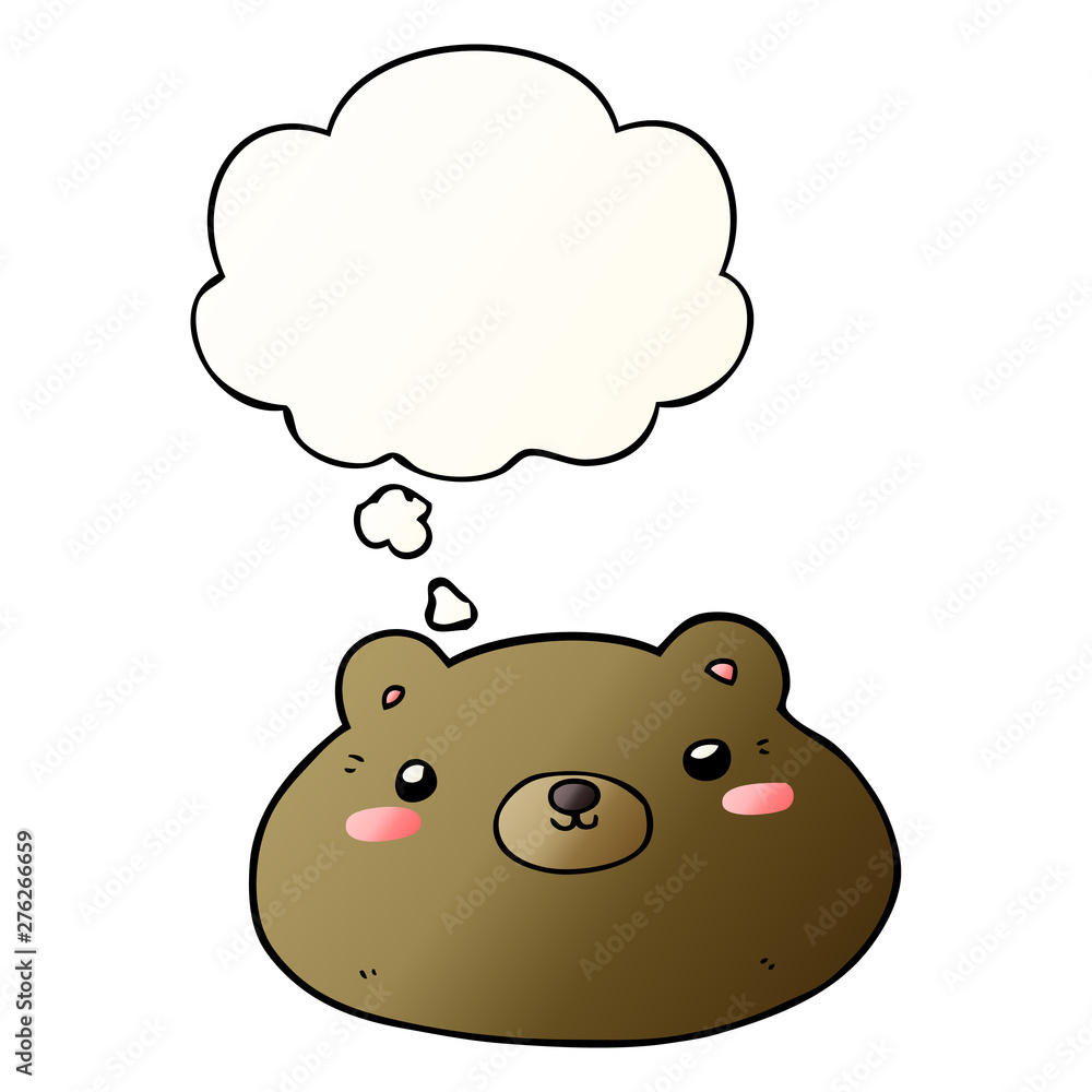 cartoon bear and thought bubble in smooth gradient style cartoon bear and thought bubble in smooth gradient style
