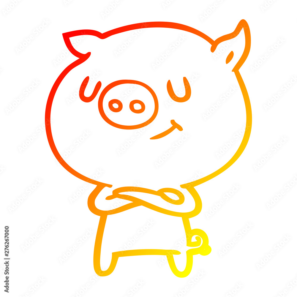 warm gradient line drawing happy cartoon pig warm gradient line drawing happy cartoon pig