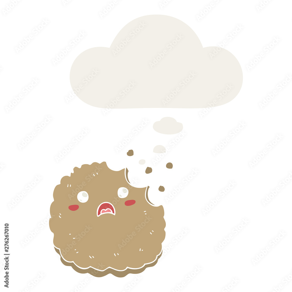 cartoon biscuit and thought bubble in retro style