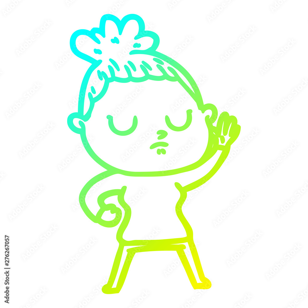cold gradient line drawing cartoon calm woman cold gradient line drawing cartoon calm woman