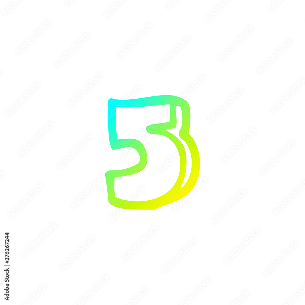 Fototapeta premium cold gradient line drawing cartoon number 5