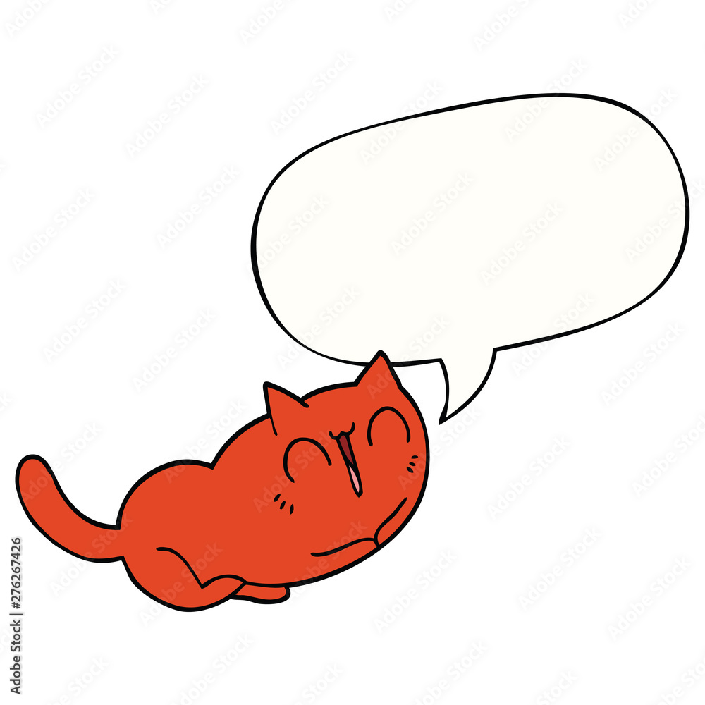 happy cartoon cat and speech bubble happy cartoon cat and speech bubble