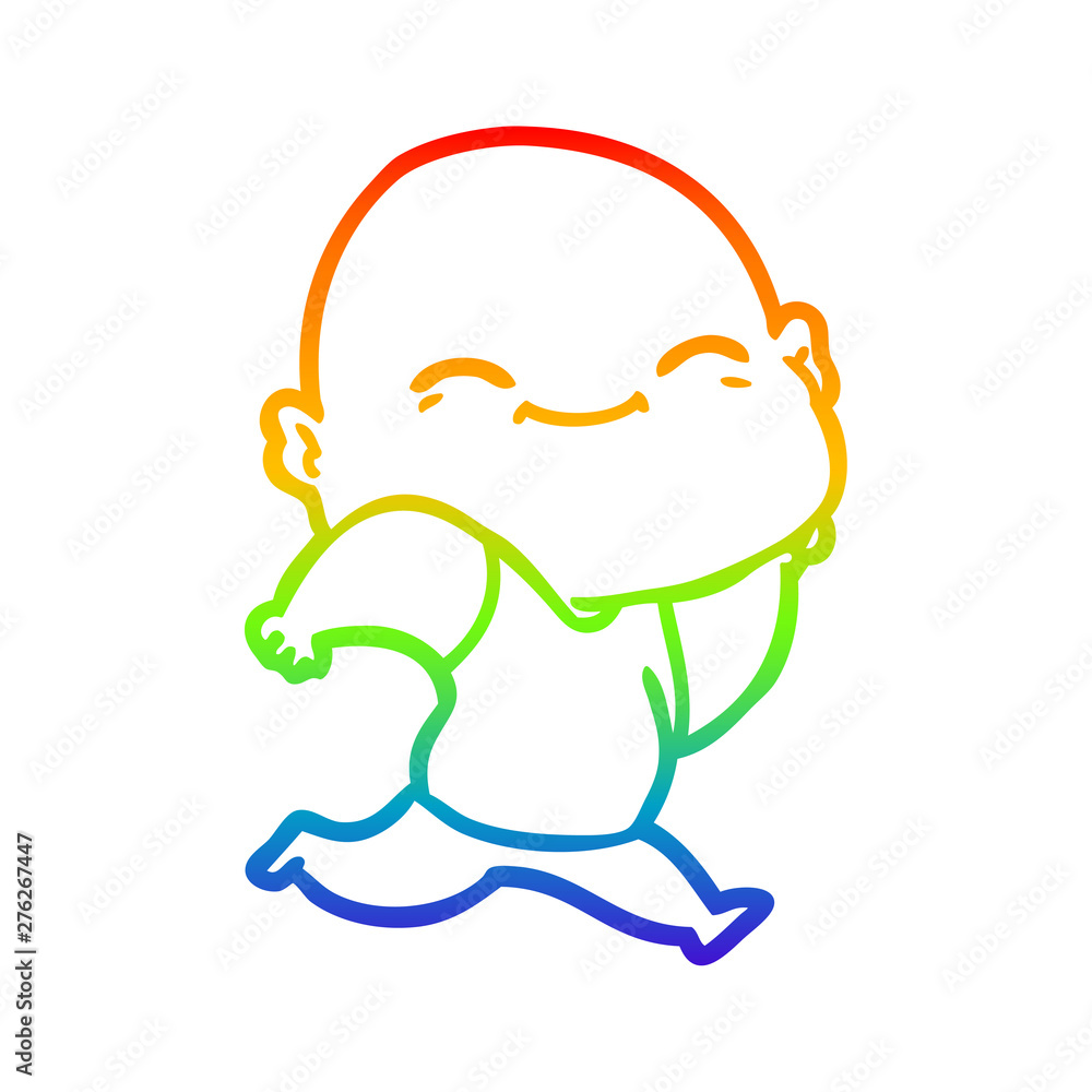 rainbow gradient line drawing cartoon happy bald man rainbow gradient line drawing cartoon happy bald man