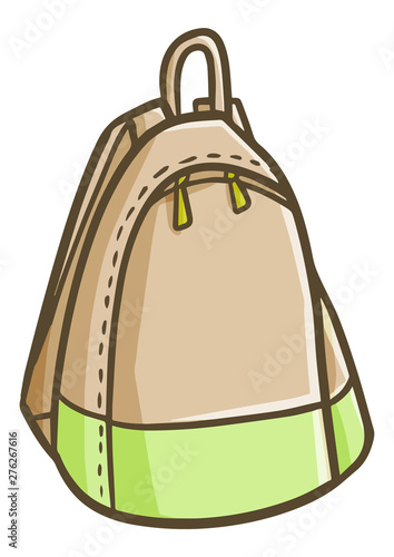 Cute and funny stylish light brown and green vintage backpack