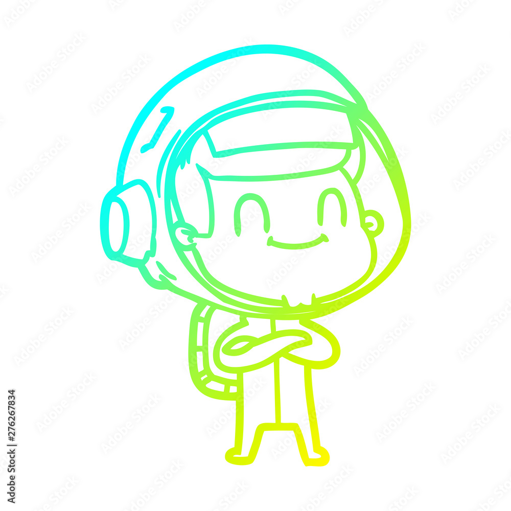 cold gradient line drawing happy cartoon astronaut cold gradient line drawing happy cartoon astronaut