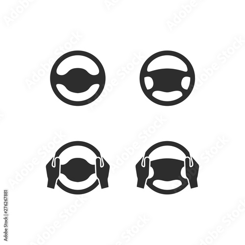 Car steering wheel icon set symbol template black color editable. simple logo vector illustration for graphic and web design.