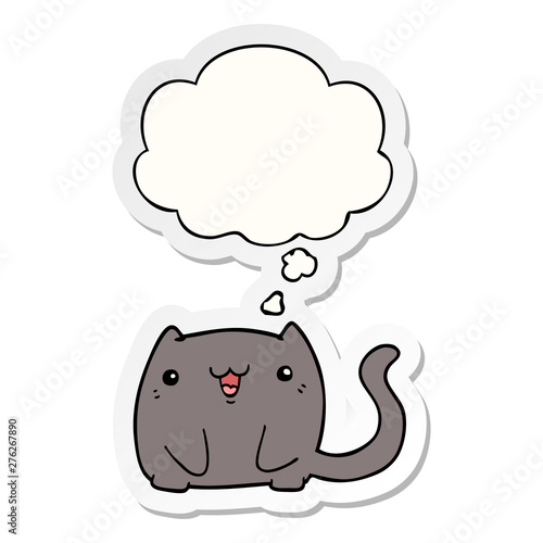 cartoon cat and thought bubble as a printed sticker