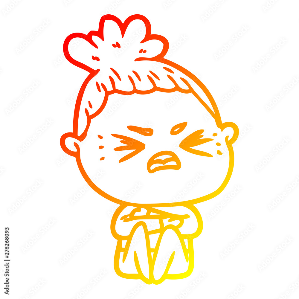 warm gradient line drawing cartoon angry woman warm gradient line drawing cartoon angry woman