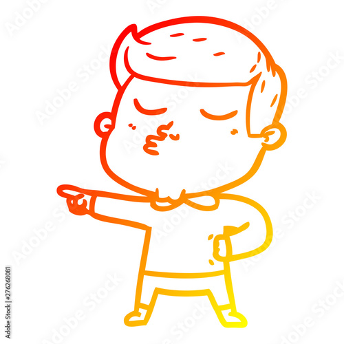 warm gradient line drawing cartoon model guy pouting