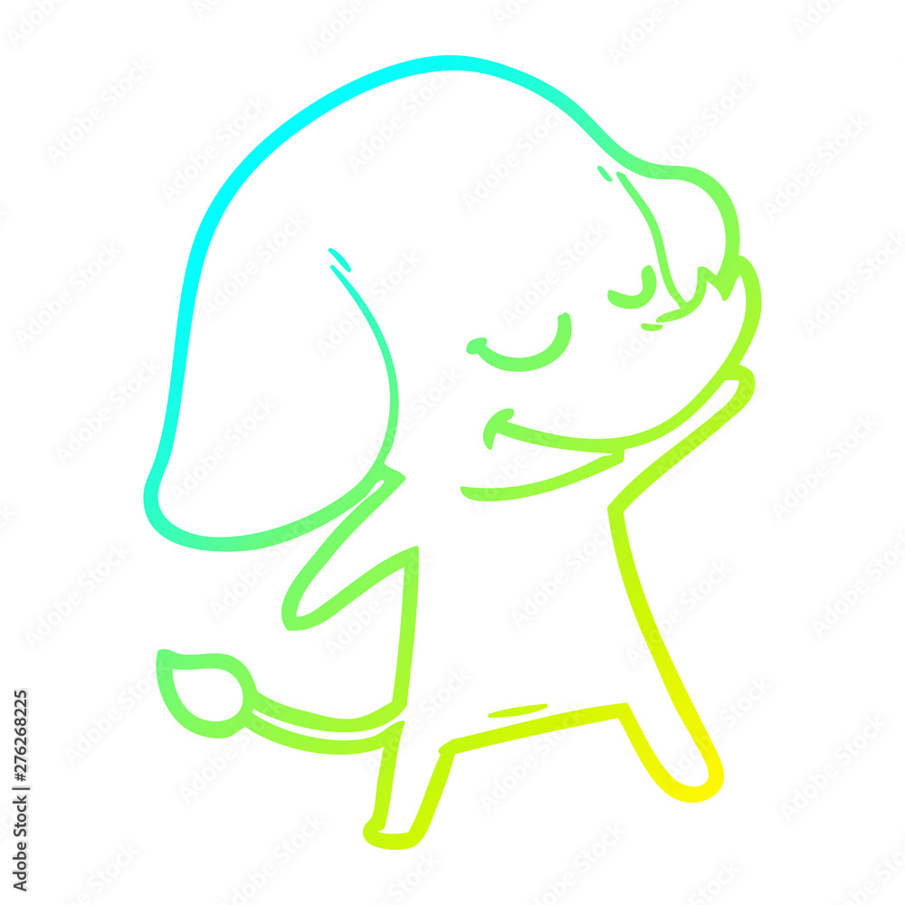 cold gradient line drawing cartoon smiling elephant cold gradient line drawing cartoon smiling elephant