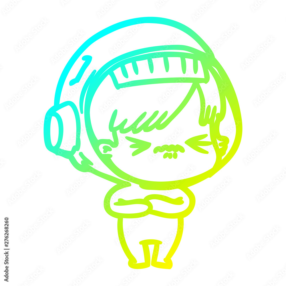 cold gradient line drawing cartoon astronaut woman cold gradient line drawing cartoon astronaut woman