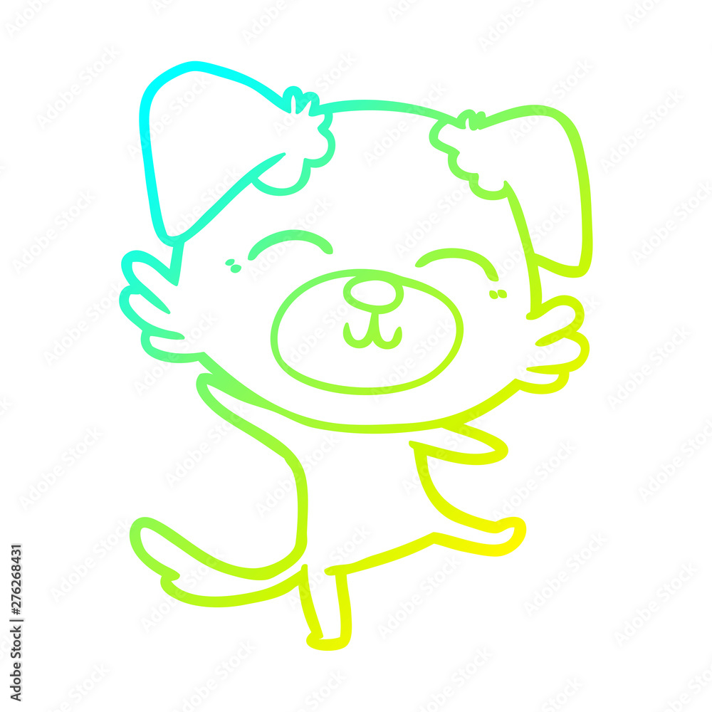 Obraz premium cold gradient line drawing cartoon dog doing a happy dance