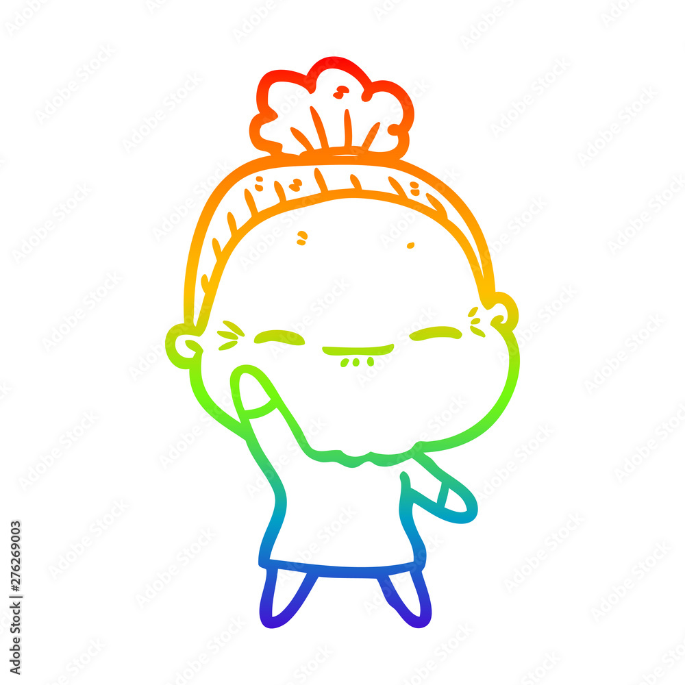 rainbow gradient line drawing cartoon peaceful old woman rainbow gradient line drawing cartoon peaceful old woman