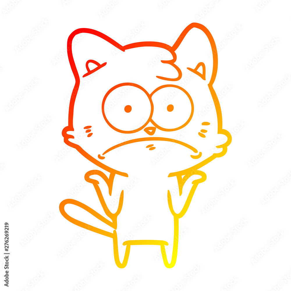 Obraz premium warm gradient line drawing cartoon nervous cat