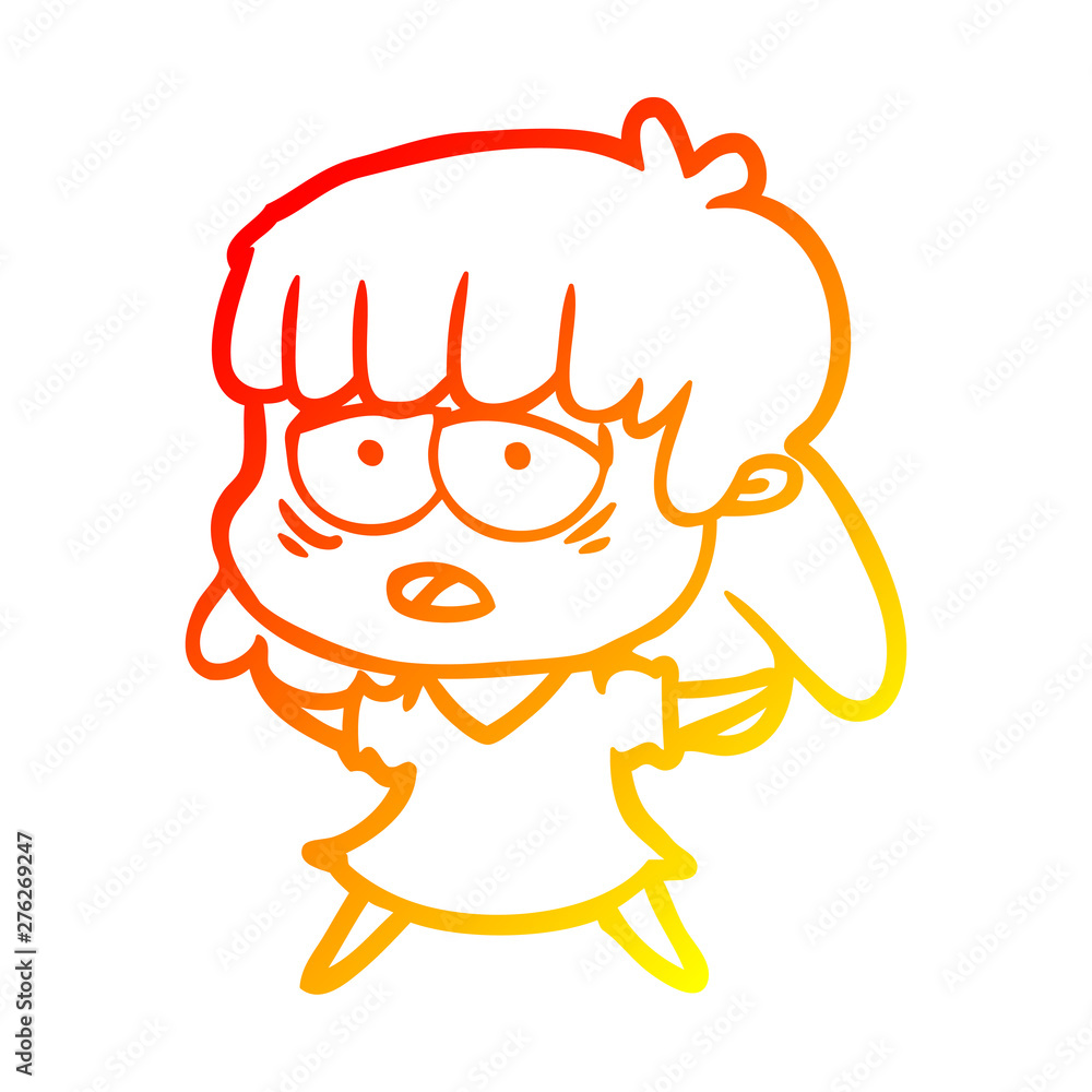 warm gradient line drawing cartoon tired woman warm gradient line drawing cartoon tired woman