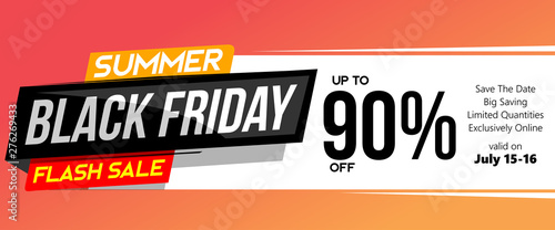 summer balck friday flash sale modern fluid semi flat style standard web banner design illustration