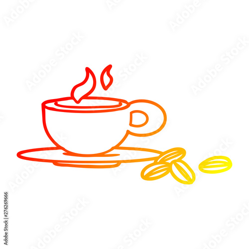 warm gradient line drawing a lovely cup of coffee