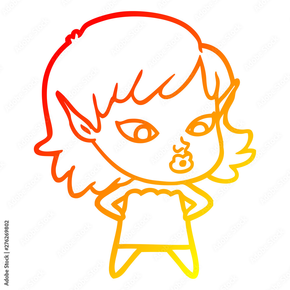 warm gradient line drawing pretty cartoon elf girl warm gradient line drawing pretty cartoon elf girl